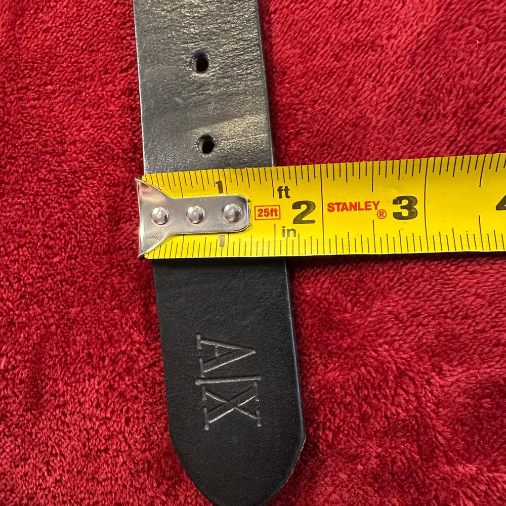Armani Exchange Mens Black Leather Belt A|X Logo Solid Brass Buckle 30 - Picture 8 of 10